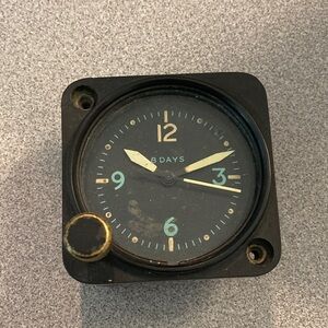 Vintage Waltham 8 Days aviation clock instrument panel gauge, cold war era?